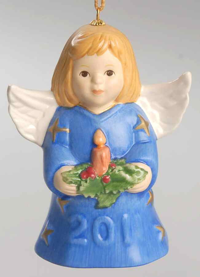 Angel Bell Ornament Angel With Candle-Blue - No Box by Goebel-1