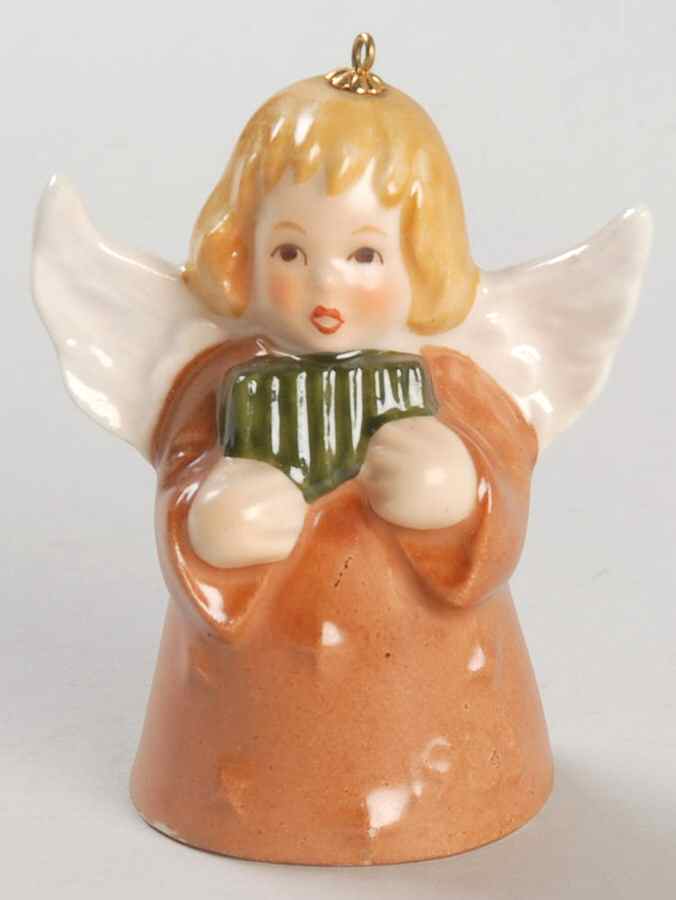 Angel Bell Ornament Angel With Reed Pipes-Rust - Boxed by Goebel-1
