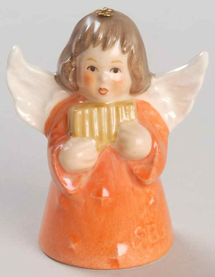 Angel Bell Ornament Angel With Reed Pipes-Orange - Boxed by Goebel-1