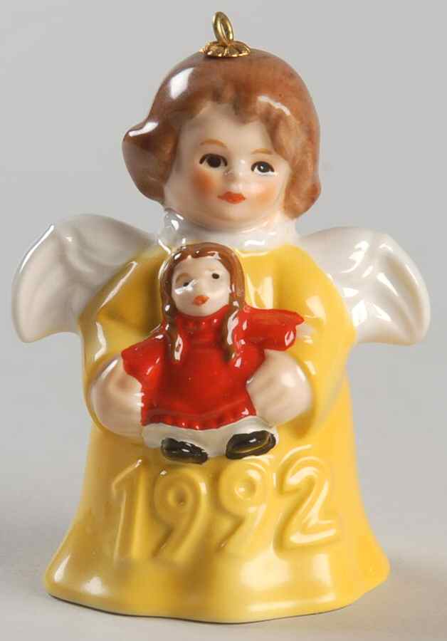 Angel Bell Ornament Angel With Doll-Yellow - Boxed by Goebel-1