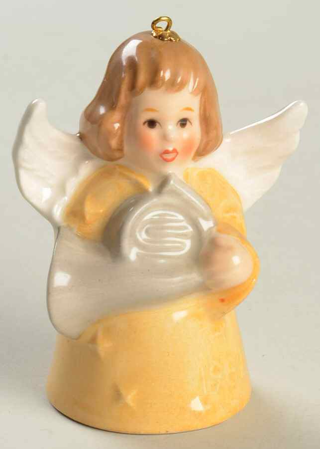 Angel Bell Ornament Angel With French Horn-Yellow - Boxed by Goebel-1