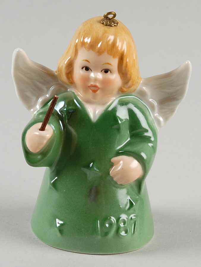 Angel Bell Ornament Angel With Baton-Green - Boxed by Goebel-1