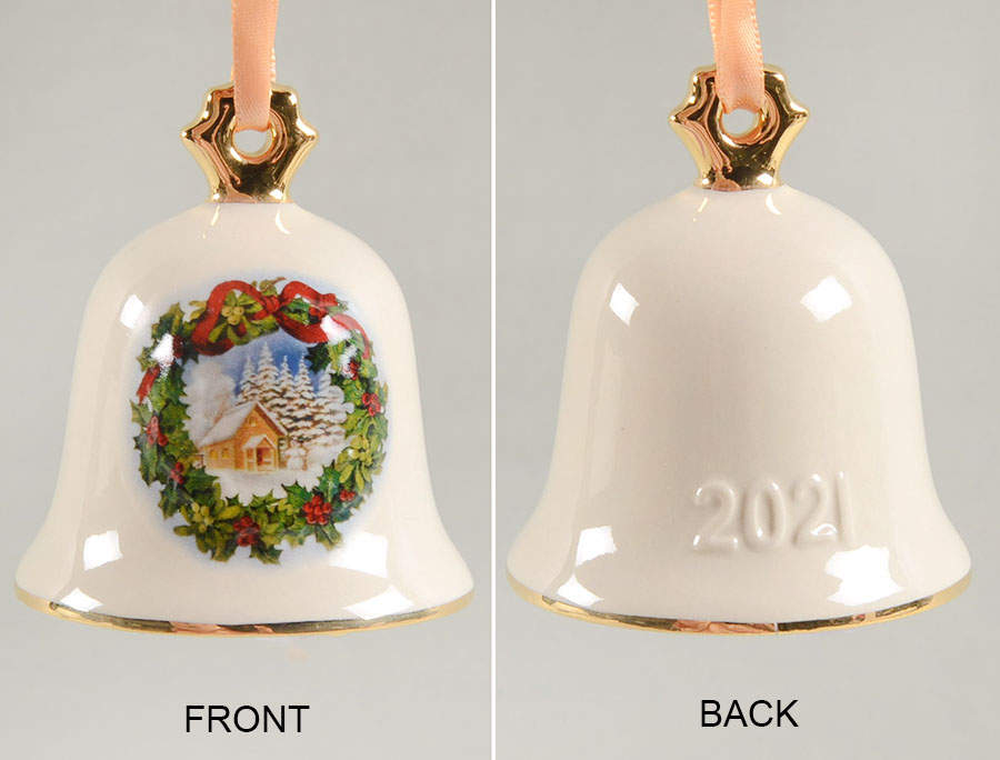 Annual Christmas Bell Wreath/Snowy Cabin - No Box by Goebel-1