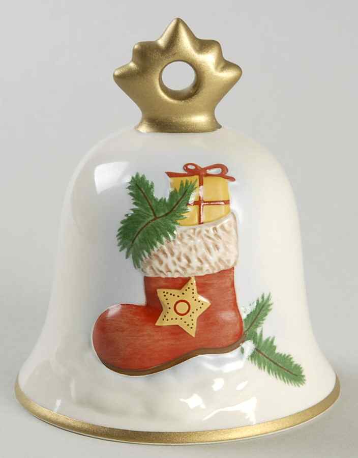 Annual Christmas Bell Stocking With Present - No Box by Goebel-1