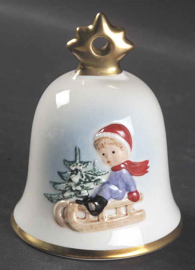 Annual Christmas Bell Child On Sled - No Box by Goebel-1