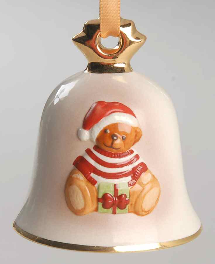 Annual Christmas Bell Teddy Bear With Present - Boxed by Goebel-1