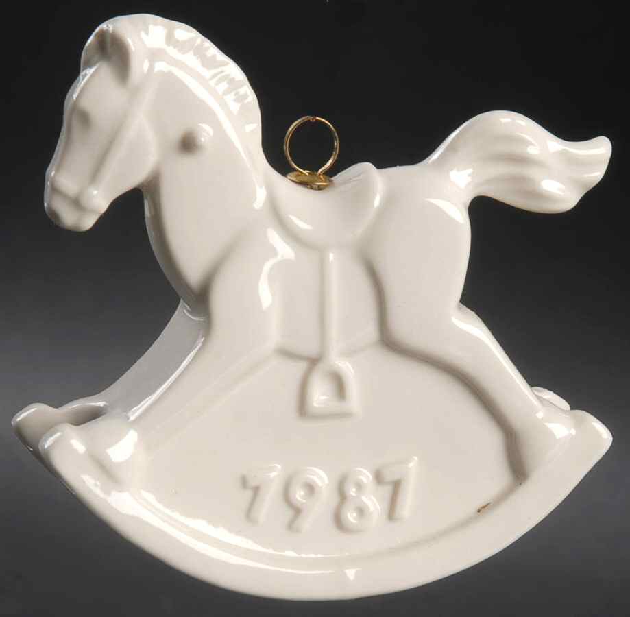 Annual Christmas Ornament-Porcelain Rocking Horse-White - Boxed by Goebel-1