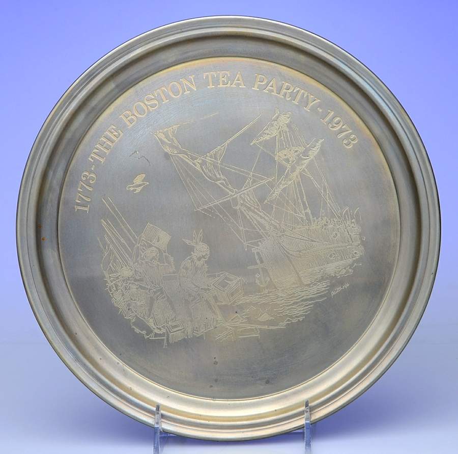 Bicentennial Plate The Boston Tea Party-1773-1973 - No Box by Gorham Silver-1