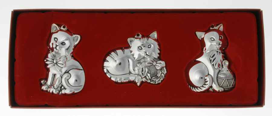 Gorham Ornaments Cats-Set Of 3 - Boxed by Gorham Silver-1