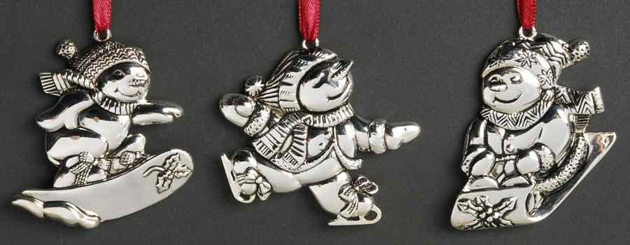 Gorham Ornaments Snowmen-Set Of 3 - Boxed by Gorham Silver-1
