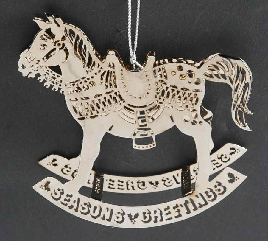 Pierced Christmas Ornament Rocking Horse - Boxed by Gorham Silver-1