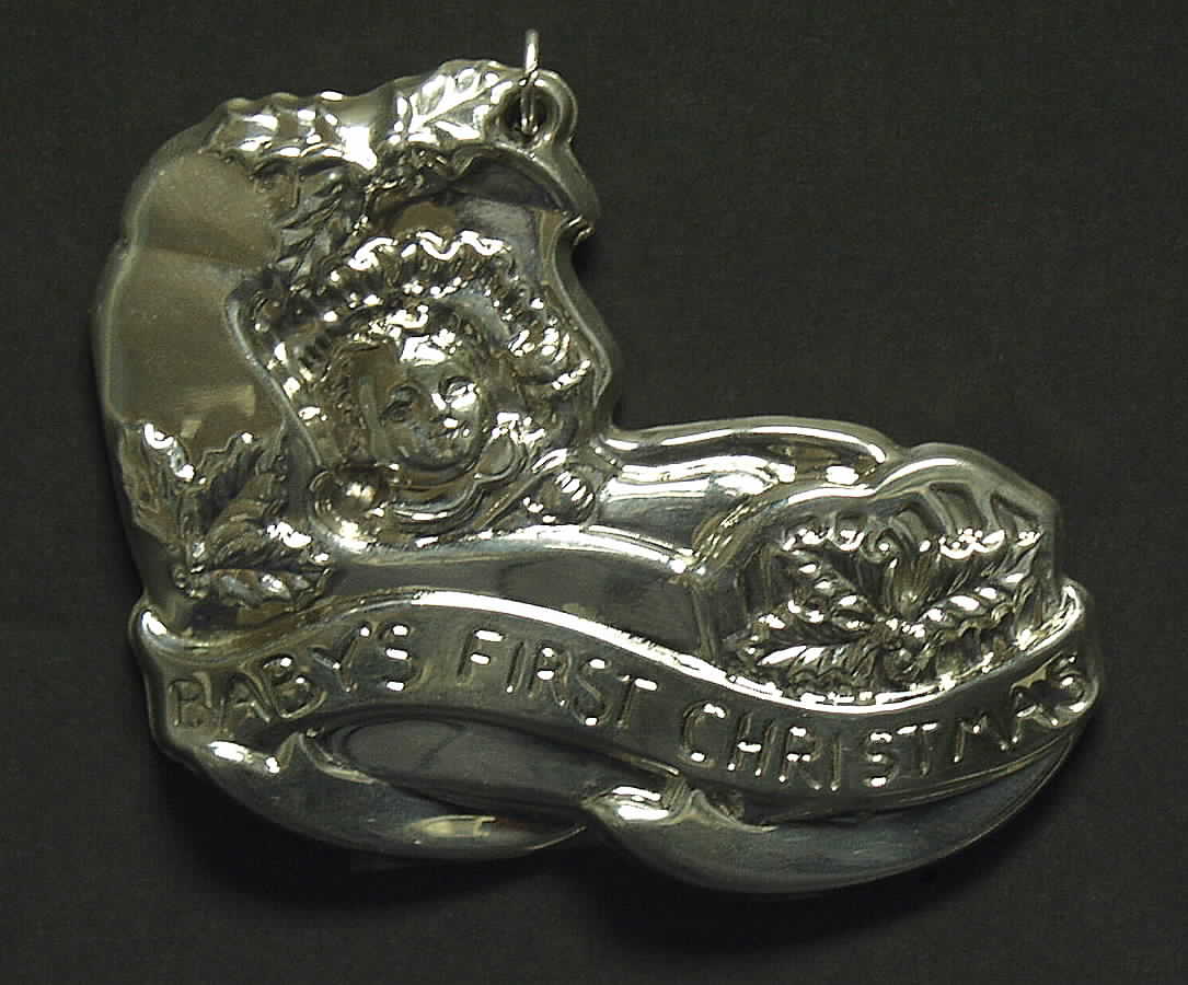 Babys 1st Christmas Sterling Ornament Baby In Cradle-Sterling - No Box by Gorham Silver-1