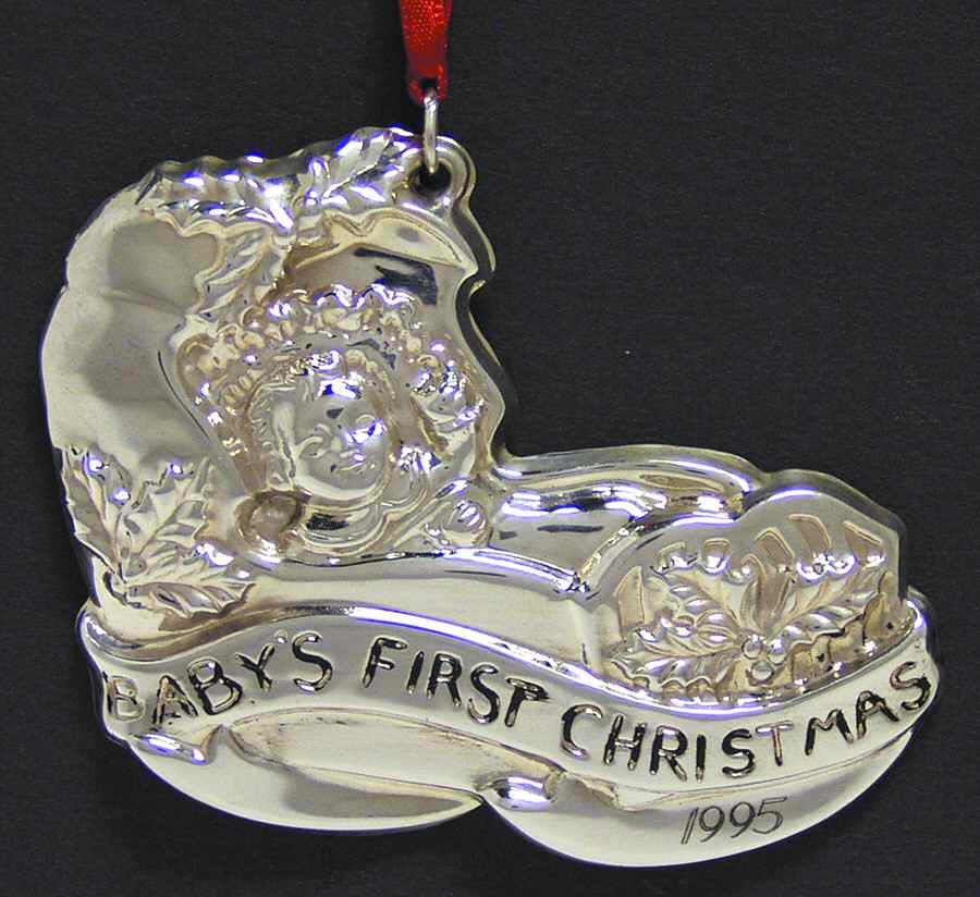 Babys 1st Christmas Sterling Ornament Baby In Cradle-Sterling - No Box by Gorham Silver-1