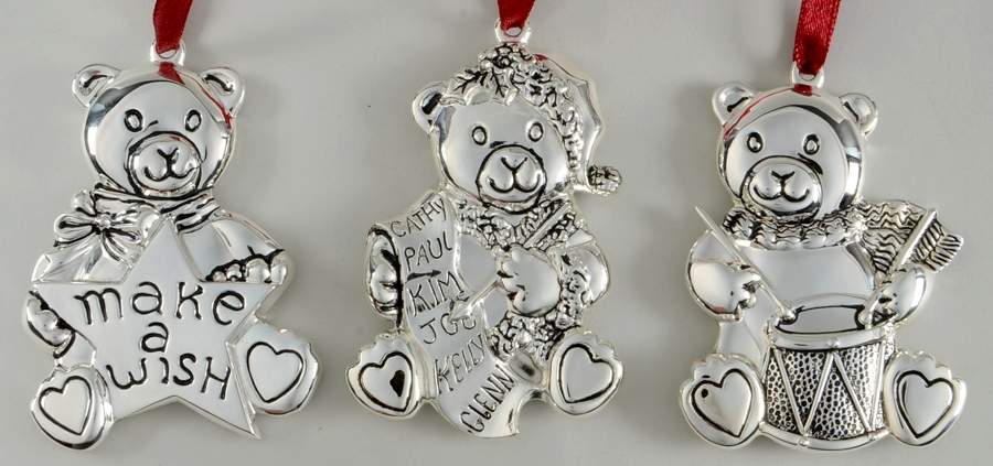 Silverplate Ornaments Teddy Bears-Set Of Three - Boxed by Gorham Silver-1