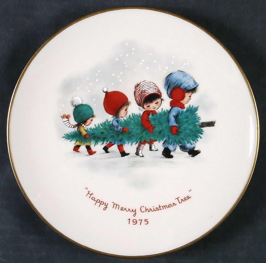 Moppets Christmas Plate Bringing Home The Tree - Boxed by Gorham-1