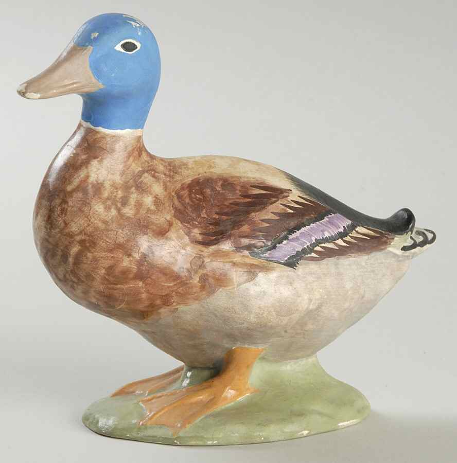Gien Figurines Duck-Blue Head - No Box by Faiencerie De Gien-1