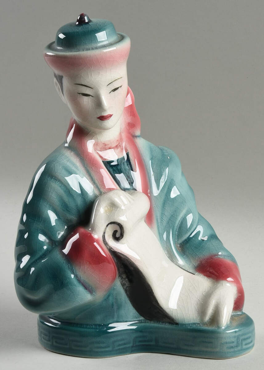 Goldscheider Figurines Chinese Poet-Pink,Teal - No Box by Goldscheider-1