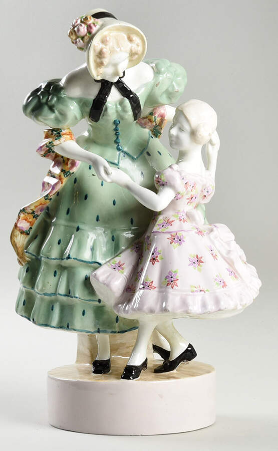 Goldscheider Figurines Dancing Couple-Biedermeier Lady & Girl - No Box by Goldscheider-1