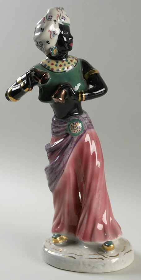 Goldscheider Figurines Black Moor With Bells - No Box by Goldscheider-1