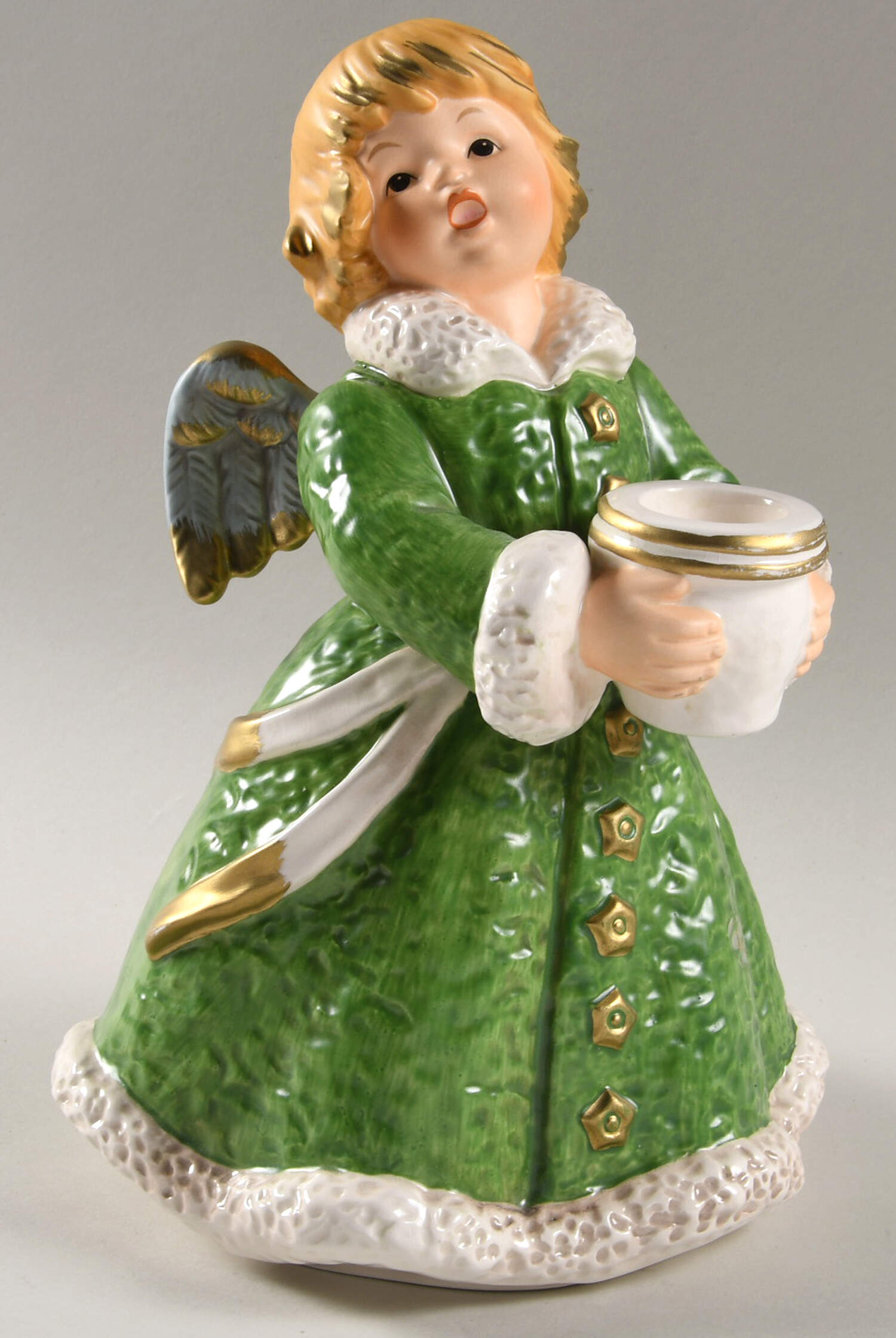 Christmas Figurines & Giftware Baroque Angel Candleholder Green - Boxed by Goebel-1