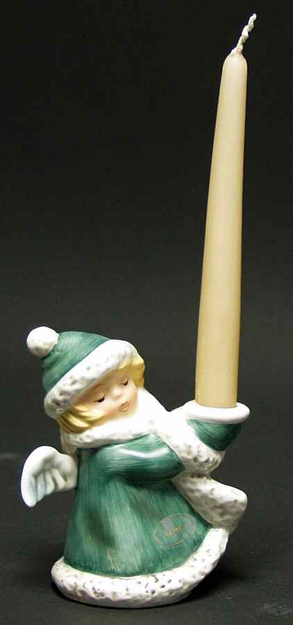 Christmas Figurines & Giftware Angel With Green Coat-Candleholder - Boxed by Goebel-1