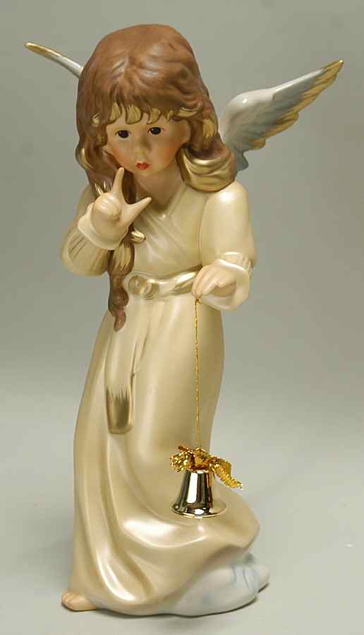 Christmas Figurines & Giftware Angel With Bell-Small Champagne - Boxed by Goebel-1