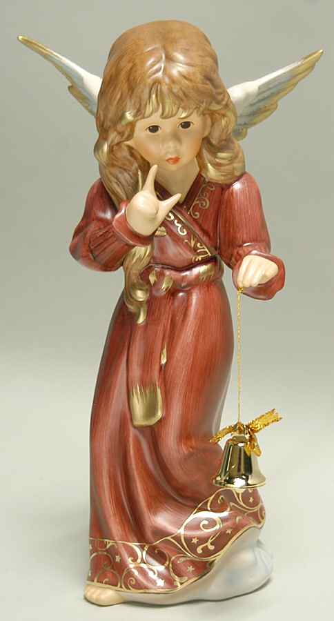 Christmas Figurines & Giftware Angel With Bell-Small Bordeaux - No Box by Goebel-1