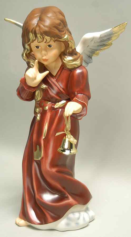 Christmas Figurines & Giftware Angel With Bell-Large Bordeaux - With Box 108 by Goebel-1