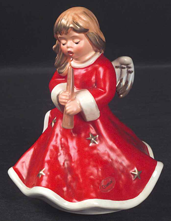 Christmas Figurines & Giftware Musical Angel/ Flute-White/Gold - Boxed by Goebel-1