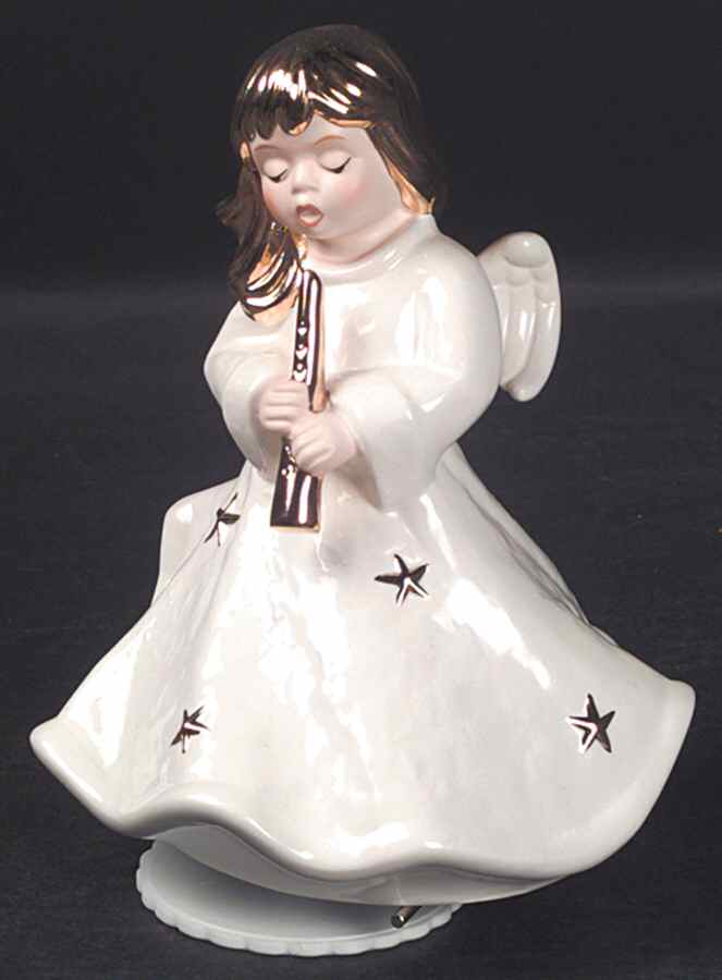Christmas Figurines & Giftware Musical Angel/Flute-White/Gold - No Box by Goebel-1