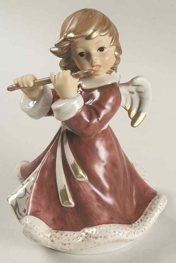 Christmas Figurines & Giftware Angel Playing Flute-Bordeaux - Boxed by Goebel-1