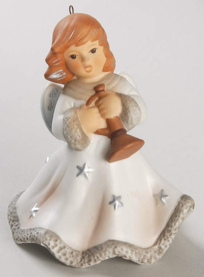 Angel Christmas Bell Angel With Trumpet-Silver Stars - No Box by Goebel-1