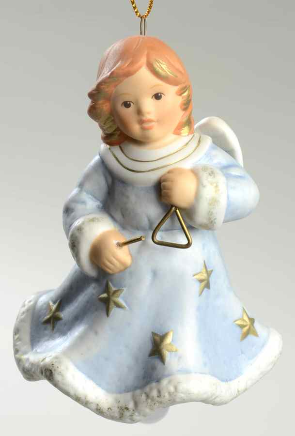 Angel Christmas Bell Angel With Triangle-Blue - Boxed by Goebel-1