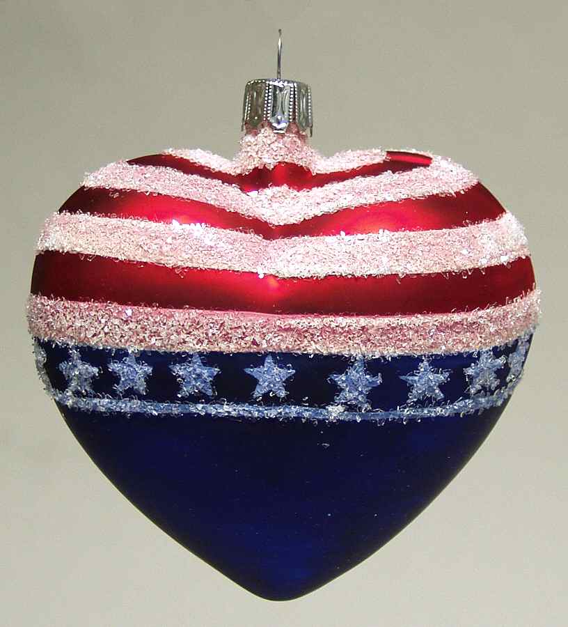 Goebel Christmas Ornament Patriotic Heart-Blown Glass - No Box by Goebel-1