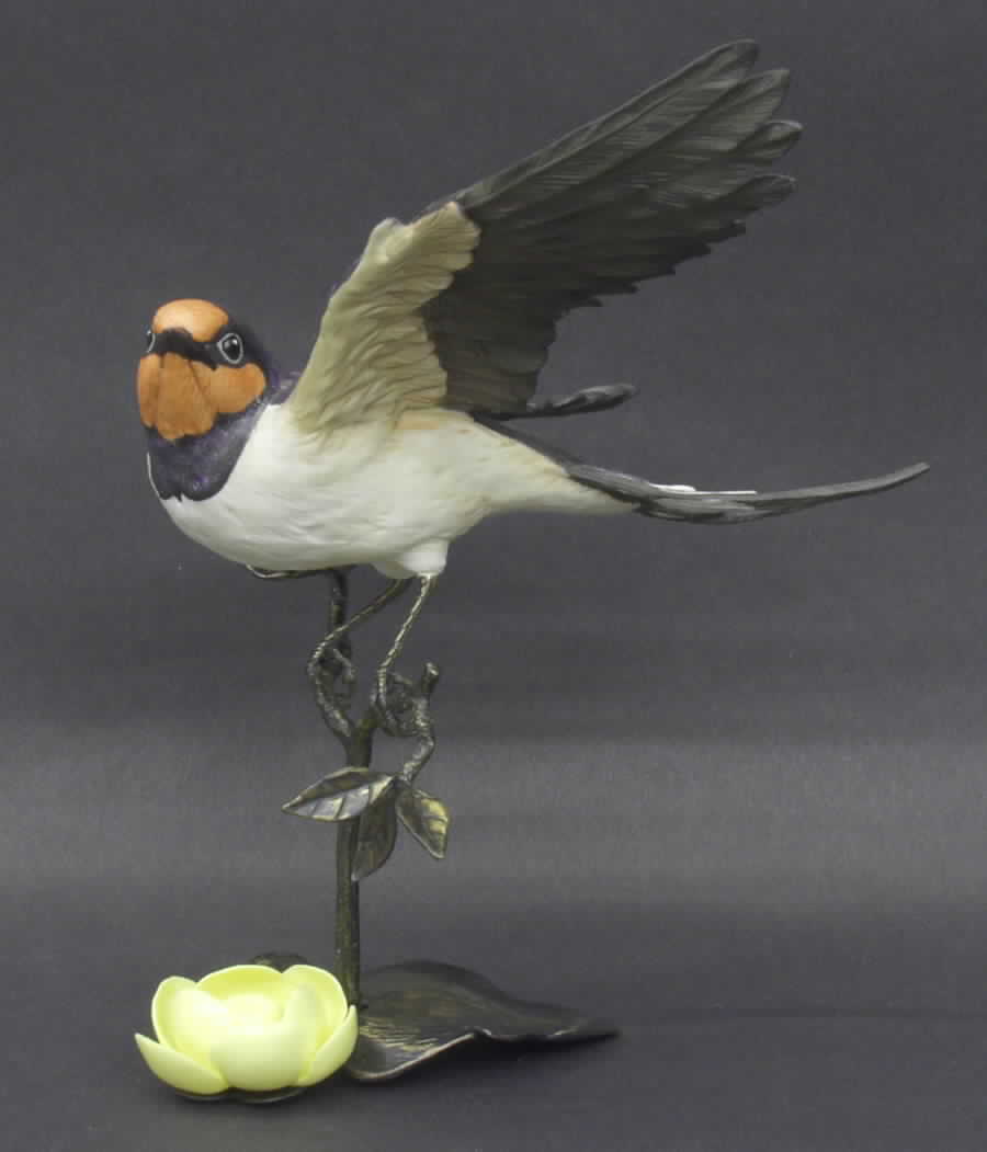 Bronze Bird Figurines Common Swallow - Boxed by Goebel-1