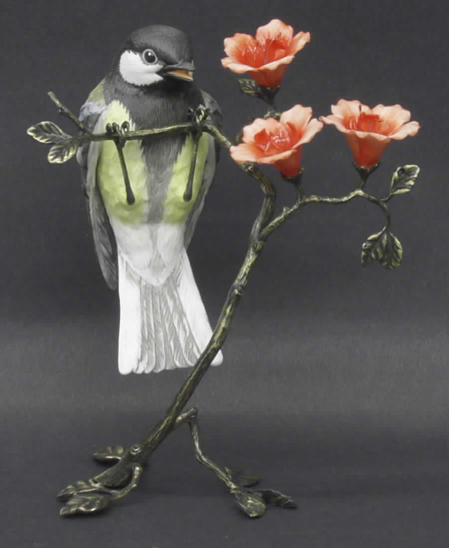 Bronze Bird Figurines Great Titmouse - No Box by Goebel-1