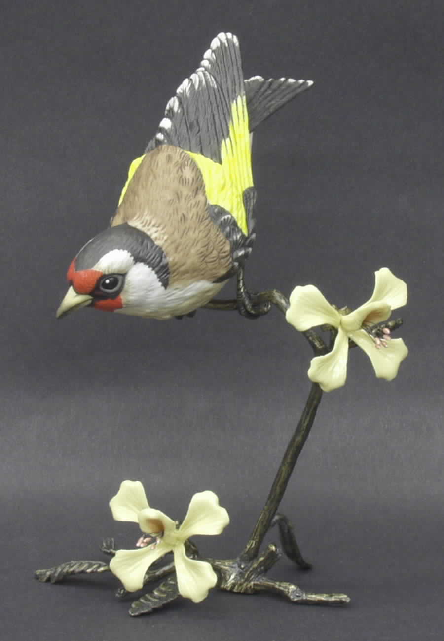 Bronze Bird Figurines European Goldfinch - Boxed by Goebel-1