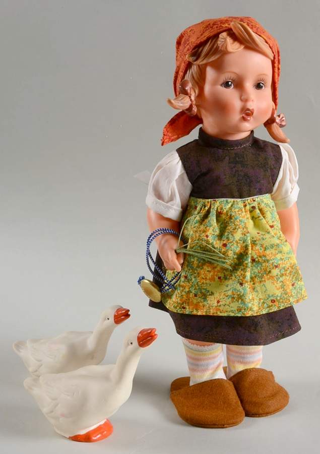 Goebel Hummel Dolls-Vinyl 1700 Ganseliesl-Goose Girl - Boxed by Goebel-1