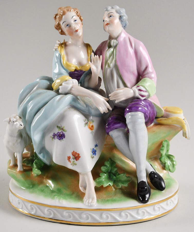 Gerold Porzellan Figurine Couple On A Bench - No Box by Gerold Porzellan-1