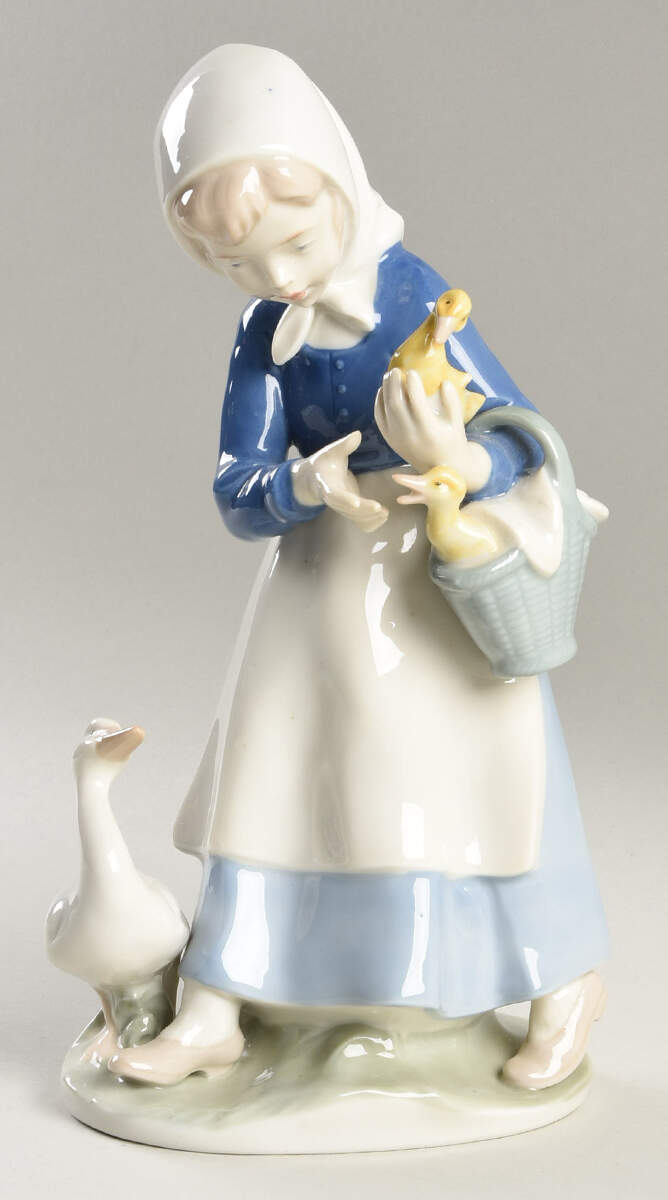 Gerold Porzellan Figurine Girl With Basket & Ducks - No Box by Gerold Porzellan-1
