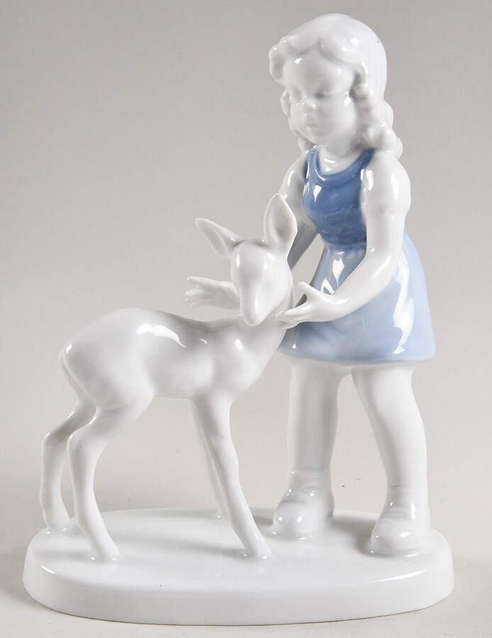 Gerold Porzellan Figurine Girl With Fawn - No Box by Gerold Porzellan-1