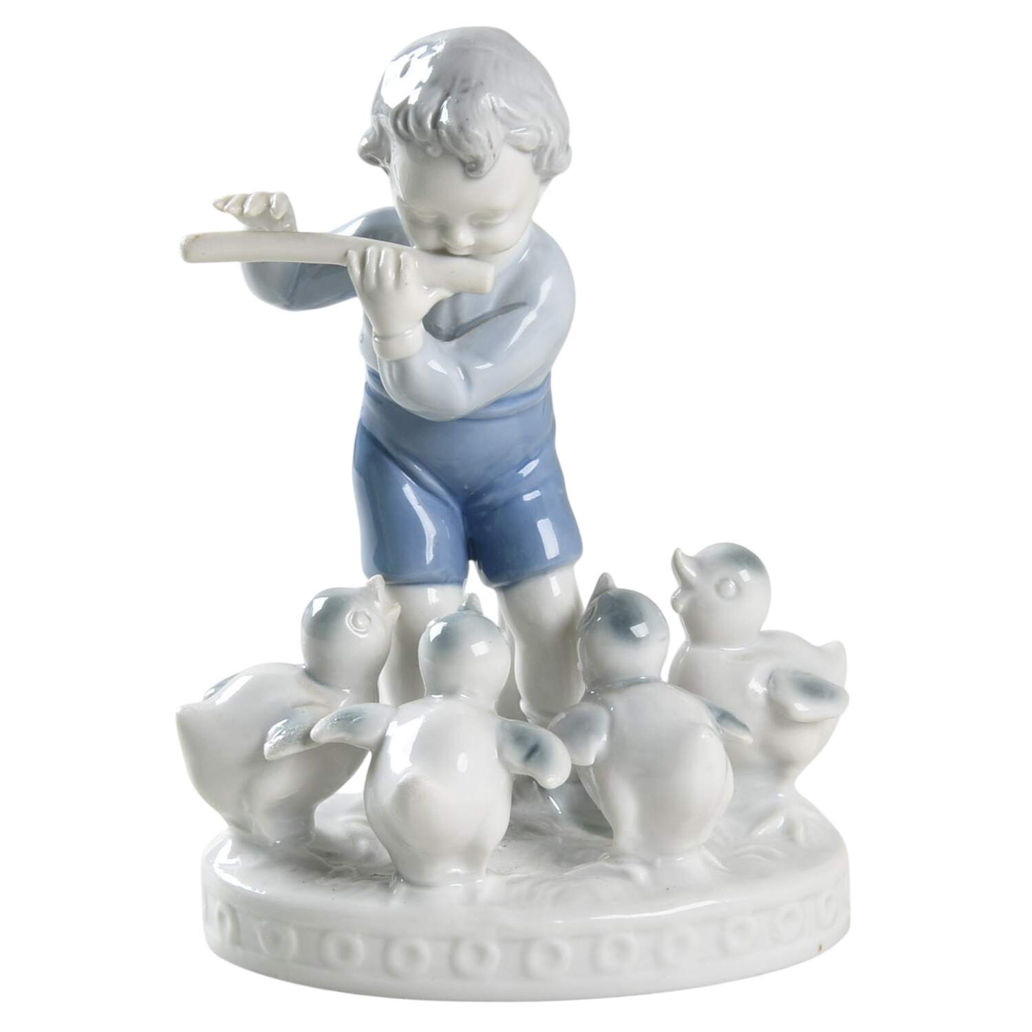 Gerold Porzellan Figurine Boy With Flute And Chicks - No Box by Gerold Porzellan-1