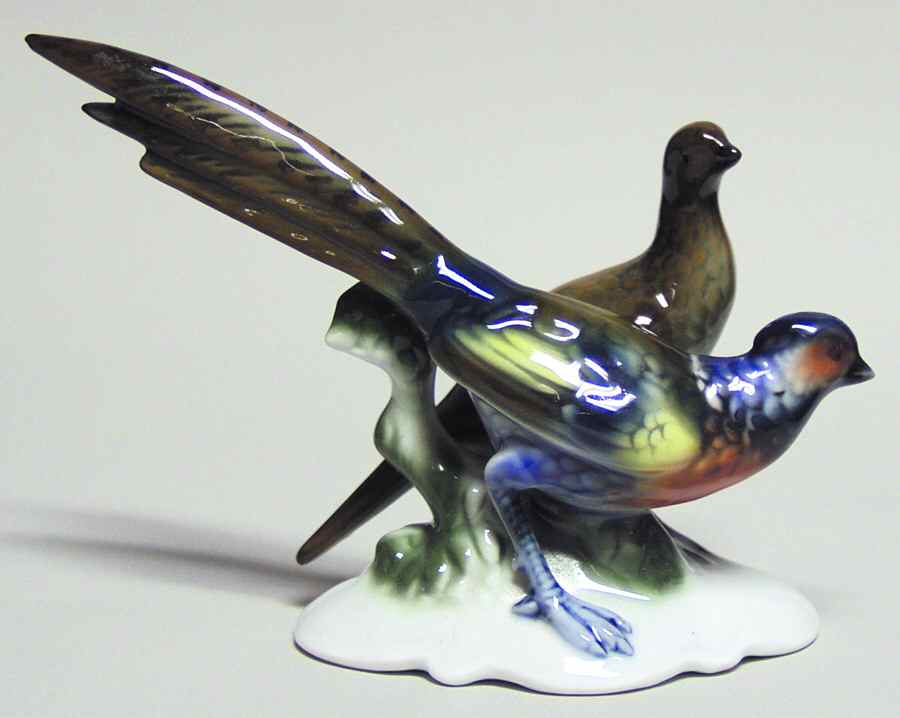 Gerold Porzellan Figurine Ring Necked Pheasants-Male & Female - No Box by Gerold Porzellan-1