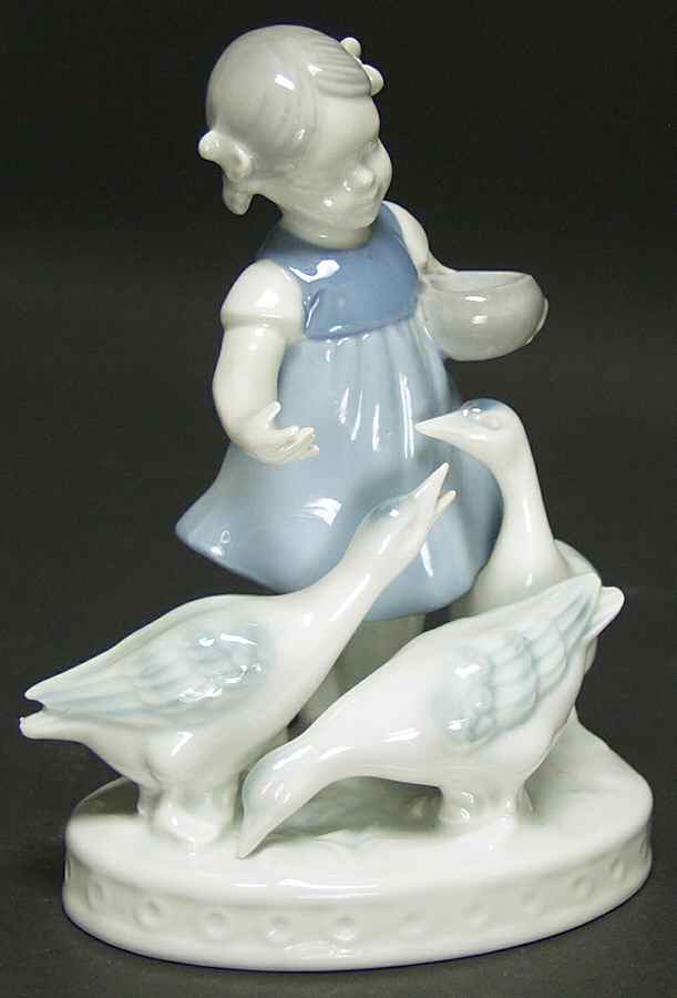Gerold Porzellan Figurine Girl Feeding Geese - No Box by Gerold Porzellan-1