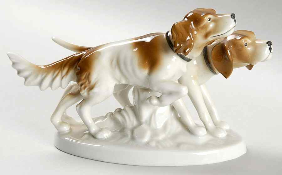 Gerold Porzellan Figurine Hunting Dogs - No Box by Gerold Porzellan-1