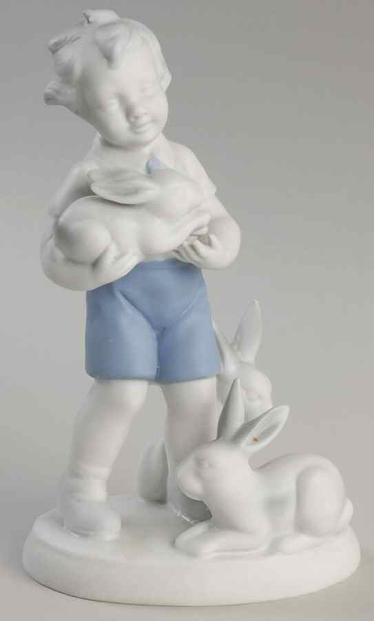 Gerold Porzellan Figurine Boy With Rabbits - No Box by Gerold Porzellan-1