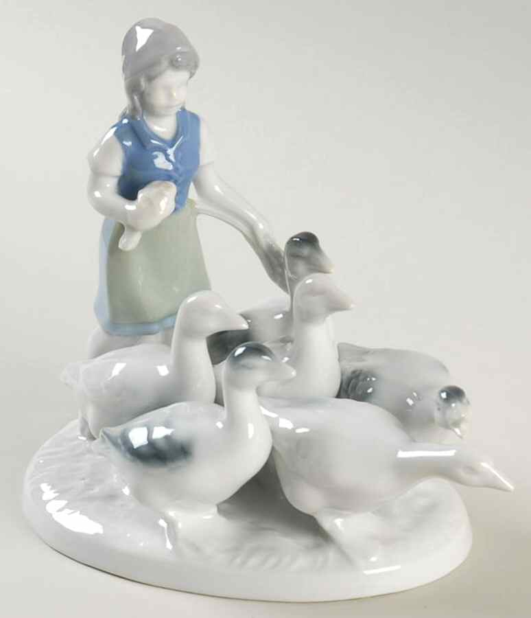 Gerold Porzellan Figurine Girl Goose Herder-Blue - No Box by Gerold Porzellan-1