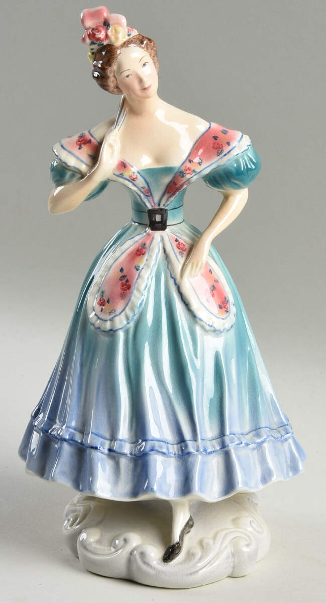 Peggy Porcher Figurines Dancing Lesson-Woman Pink Shawl - No Box by Goldcrest Ceramics (USA)-1