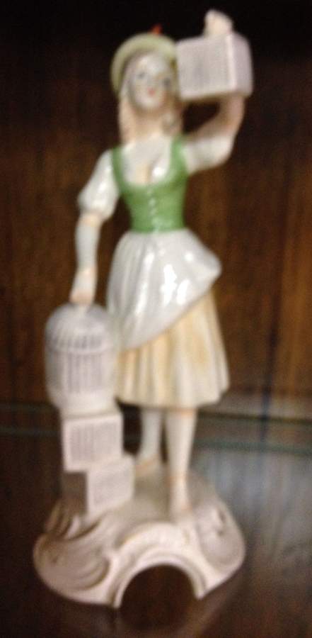 Gerhard Bochmann Figurines Girl With Birdcage-Green - No Box by Goebel-1