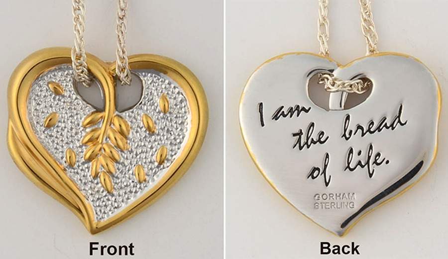 Gorham Sterling Jewelry I Am The Bread Of Life-Heart Pendant - Boxed by Gorham Silver-1